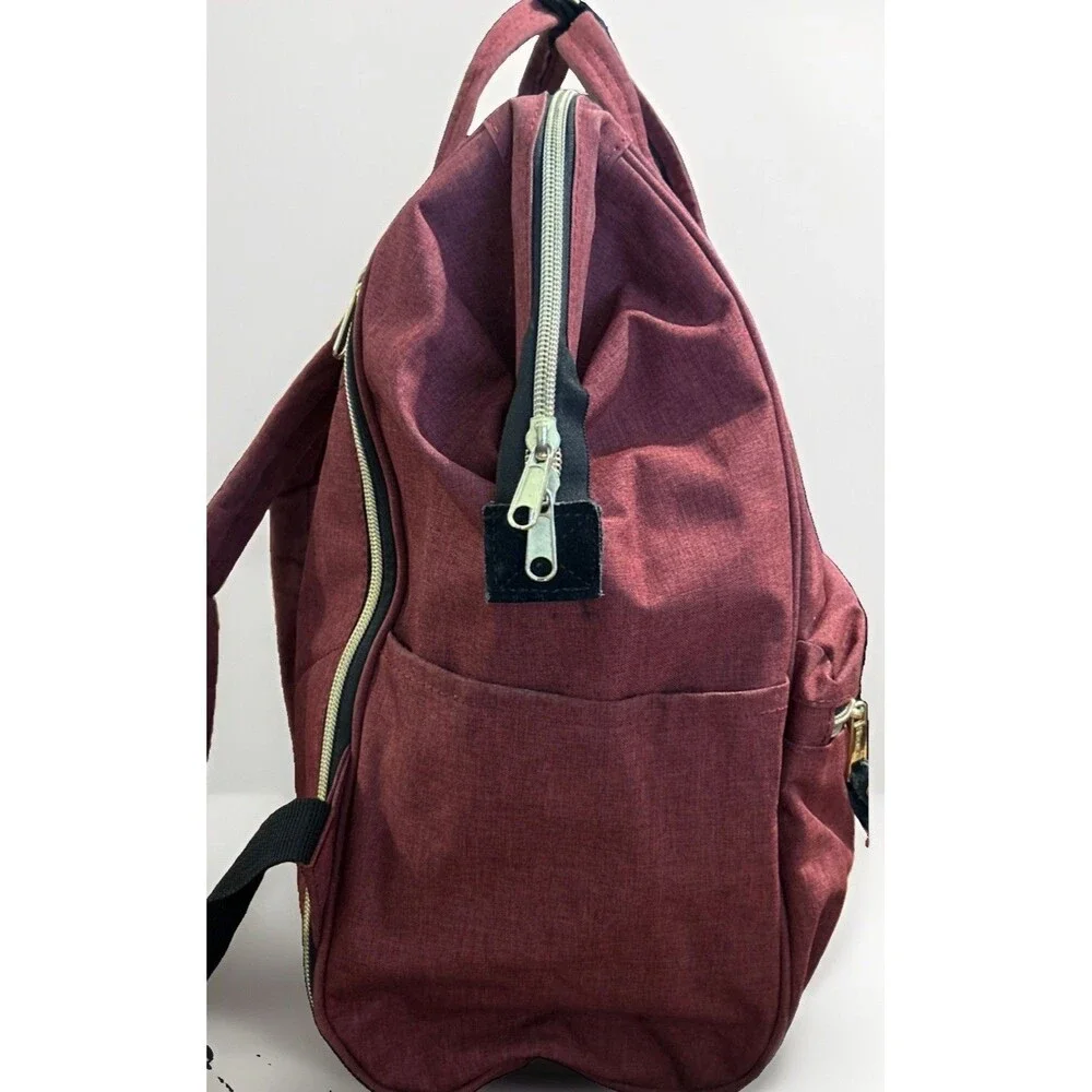 Himawari Burgundy Red Nylon Canvas Waterproof Backpack